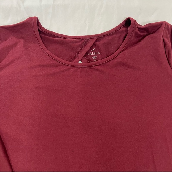 Freely Back Draw Shirring Ruched Long Sleeve Burgundy Top Size XL - Picture 7 of 12